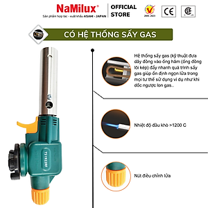 Đèn Khò Gas NaMilux TS1922RF/NH-T2922RF - Sử Dụng Mọi Tư Thế 360° - Đánh Lửa Tự Động -Công Suất 1,800W - Hàng Chính Hãng