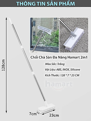 Chổi Chà Sàn Nhà Tắm Cán Dài Có Gạt Nước Hamart Xoay 360° Cọ Sàn Đa Năng TẶNG Móc Treo Chổi