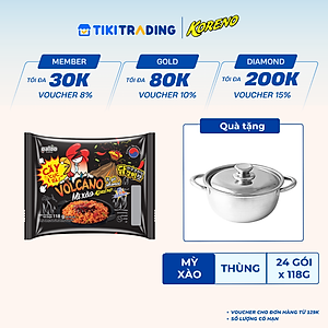 Thùng 24 Gói Mì Xào Koreno Vị Gà Phomai Volcano 118g