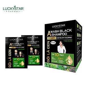 Dầu gội phủ bạc thảo dược cao cấp. Gội là đen LUCKY STAR chiết xuất nhân sâm và thảo mộc tự nhiên. Dầu gội nhuộm tóc giúp tóc đen tự nhiên, khỏe mạnh. Dầu gội đen tóc trong 10 phút ngay tại nhà, phiên bản mới có lược