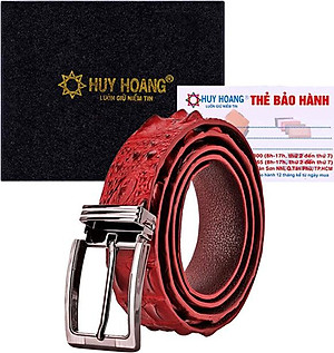 Thắt Lưng Nam Da Cá Sấu Nguyên Con Đầu Kim Huy Hoàng HT4739 - Nâu Đỏ