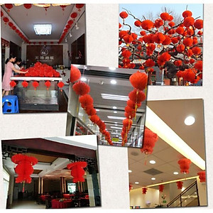 sỉ 100 đèn lồng đỏ trang trí tết cổ truyền - lễ hội ngoài trời 15cm giá siêu rẻ