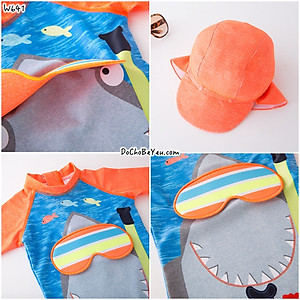 Bộ đồ bơi kèm mũ cá mập đeo kính bé trai 3-7 tuổi