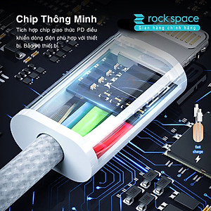 Dây sạc nhanh PD 20W Rockspace Z20 dây dù hàng chính hãng BH 1 năm 