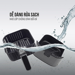 Nồi chiên không dầu Elmich AFE-3948, dung tích 3.5L, công suất 1500W, công nghệ chiên Rapid Air giúp chiên, rán thức ăn chín đều và ngon - Hàng chính hãng