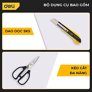Bộ Dụng Cụ Sửa Chữa Đa Năng 116 Chi Tiết Deli Cao Cấp Chính Hãng - Sử Dụng Nhiều Mục Đích, An Toàn, TIện Lợi 