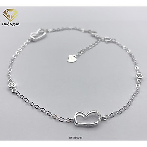 Lắc chân bạc Ý 925 Huệ Ngân - Tim xinh đính đá RYBJ50041