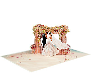 Thiệp 3D Pop Up Cổng Hoa Cưới – Thiệp Chúc Mừng Đám Cưới, Thiệp Wedding Sang Trọng, Lãng Mạn, W16