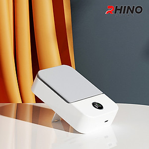 Quạt gió mini cầm tay Rhino F302 tích điện, 3 mức độ gió, pin 2000 mAh kèm dây treo - Hàng chính hãng