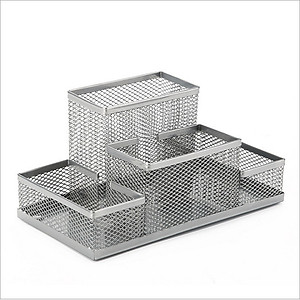 Hộp đựng bút 4 NGĂN để bàn kim loại đa năng, bền đẹp phù hợp cho bàn học, bàn làm việc, văn phòng - giao màu ngẫu nhiên