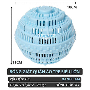 Bóng Giặt Sạch Quần Áo Chống Nhăn Lớn Washing Ball Plus Banh TPE Hạt Gốm Thơm 1000 Lần Giặt Đồ