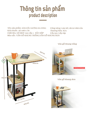 Bàn Làm Việc Đa Năng Di Động Thông Minh Thương Hiệu IGA - GM22