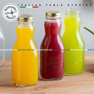 Chai thủy tinh nắp vặn Quattro 1000ml thân bầu - Bormioli Rocco - Italy