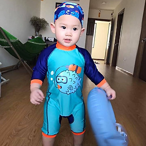 Bộ đồ bơi liền quần cho bé trai sơ sinh, bé trai nhỏ từ 8kg, hình in dễ thương, chất thun bơi lạnh đẹp, mềm mịn thân thiện với làn da bé | BT09