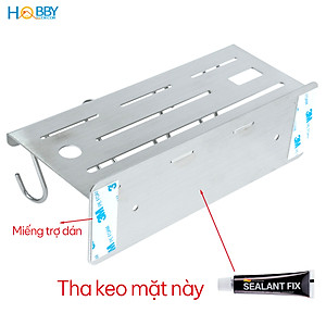 Kệ treo dao kéo Inox 304 có 4 móc treo dán tường Hobby home decor KDT