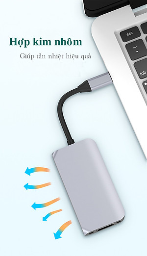 Cáp chuyển đổi Type c to HDMI, VGA 4in1 cao cấp dùng cho Macbook, Dell XPS, Hp Envy, Samsung DEX