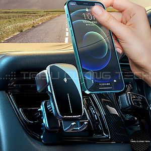 Giá Đỡ Điện Thoại Ô Tô Cảm Ứng Cao Cấp Hỗ Trợ Sạc Thông Minh Qi - Sử Dụng Ngang Dọc - Tặng Kèm Đế Hít – Hàng Chính Hãng