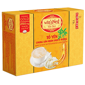 Yến Sào wins'Nest 250mg tổ yến chưng sẵn nhân sâm ít đường (6 Lọ x 70 ml / Hộp)