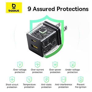 Củ Sạc Nhanh Baseus Palm 20W 2 Cổng C+U PD QC3.0 Dùng Cho iPhone Samsung Pixel Nhỏ Gọn Tiện Lợi - Hàng Chính Hãng