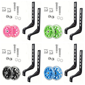 Bánh phụ xe đạp trẻ em có đèn LED sáng (gồm cả bộ 2 bánh + chân sắt + không có chuông)