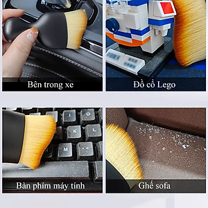 Chổi quét bụi vệ sinh nội thất xe oto làm sạch khe hở điều hòa xe hơi lông mềm mịn, bàn chải cọ mini lau sạch ôtô, máy tính