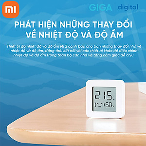 Nhiệt ẩm kế Xiaomi Mijia gen 2 (Mi Temperature and Humidity Monitor 2) - NUN4126GL - Bluetooth - Hàng Chính hãng