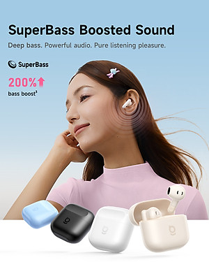 Tai Nghe Không Dây TWS Bass BS2 Lite (Bluetooth v6.0, 7H, SuperBass Boosted Sound, IP55, 2-Mic Sound, Al-Powered Sensors, Voice Boost, ENC Call Clarity) - Hàng Chính Hãng