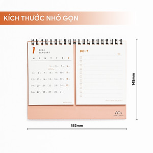 Lịch 2026 để bàn todo thiết kế đơn giản có mục ghi chú tiện lợi lập kế hoạch (Đế nhựa/ 6 màu) AA614