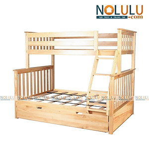 Giường Tầng 1m6 Gỗ Tự Nhiên - Thiết Kế Chắc Chắn & Tiết Kiệm Diện Tích -  Có Thể Tách Thành 2 Giường Riêng Biệt