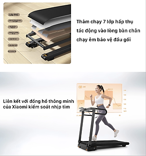Máy Chạy Bộ Xiaomi Mijia Gen 2 Kết Nối App Tốc Độ Tối Đa 15km/h Công Suất 750 W - Hàng Nhập Khẩu
