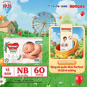 Tã Dán Siêu Cao Cấp Huggies Platinum Naturemade NB60 (60 Miếng)