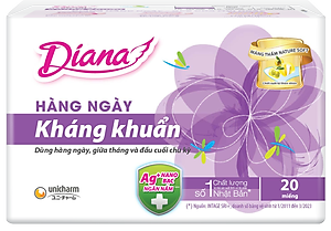 Bộ 6 gói băng vệ sinh Diana hàng ngày kháng khuẩn gói 20 miếng