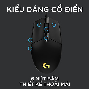 Chuột game có dây Logitech G102 Lightsync - Tùy chỉnh RGB, 6 nút lập trình, nhẹ, 8000 DPI, PC/Mac - Hàng Chính Hãng