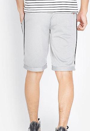 Quần short thun nam phối sọc hông Phúc An N0001 màu xám có big size