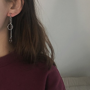 Bông tai khuyên tai 1 đôi xích tròn so le lạ mắt