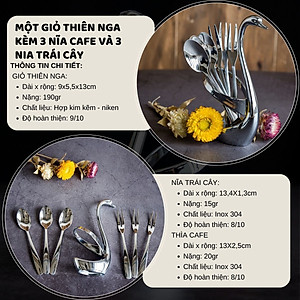 Bộ giỏ thiên nga DandiHome kèm thìa nĩa 2020 cao cấp, sang trọng, tinh tế