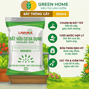 Đất Trồng Cây GreenHome, Lavamix, Bao 20dm3 (10kg), Đầy Đủ Dinh Dưỡng, Dễ Sử Dụng, Chuyên Trồng Rau