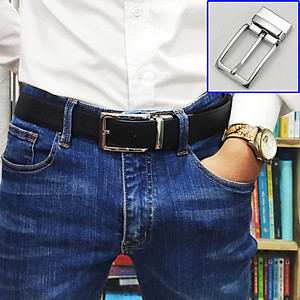 Thắt lưng nam, dây nịt nam da bò Saffiano 2 lớp Bụi Leather L109 - Khóa cài xoay 360 độ, dùng được cả 2 mặt - Bảo hành 12 tháng