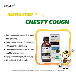 Siro hỗ trợ giảm ho cho trẻ từ 2 tuổi Brauer Manuka Honey Úc giảm ho, ngứa và rát cổ họng, làm mát và dịu cổ họng, tăng sức đề kháng - OZ Slim Store