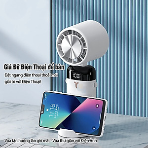 Quạt tích điện nén đá lạnh mini XM Youpin Losky LT-S3213 siêu mát pin khỏe, sử dụng cầm tay để bàn đeo cổ, kèm đế giữ điện thoại - Hàng nhập khẩu