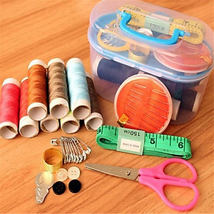 Hộp Kim Chỉ May Vá Quần Áo Xách Tay Mini Đa Năng Món Tiện Lợi Kèm Hộp Cao Cấp
