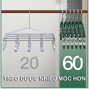 Móc Treo Đồ Lót Khăn Tất 10 Kẹp Inox, Móc Kẹp Phơi Quần Ao Đa Năng Tiết Kiệm Diện Tích, Chất Liệu Không Gỉ - HÀNG CHÍNH HÃNG MINIIN