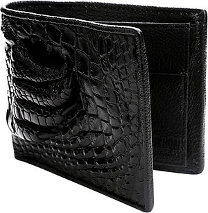Ví Nam Da Cá Sấu Gù Chân Huy Hoàng HT2232 (12.5 x 10 cm) - Đen