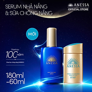 Bộ sữa chống nắng dưỡng da kiềm dầu bảo vệ hoàn hảo SPF50+ PA++++ 60ml và Serum dưỡng da và phục hồi da sau nắng 180ml Anessa