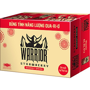 Thùng 24 Lon Nước Tăng Lực Có Gas Warrior Vị Dâu 320ml