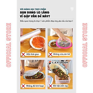 Màng bọc thực phẩm set 100 chiếc co giãn siêu dai có chun hình túi gấu - Chính hãng DODODIOS