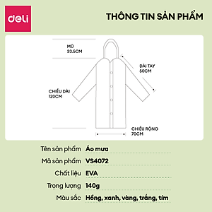 Áo Mưa 1 Người Trong Suốt Eva Deli - Siêu Dày Chống Thấm Nước Cho Mưa To Phong Cách Thời Trang Nhiều Màu Sắc Tươi Trẻ, Phù Hợp Cho Cả Nam Nữ