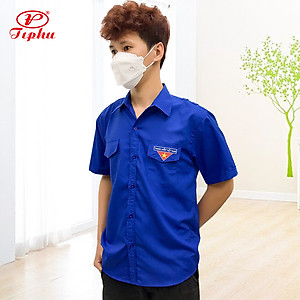 Áo đoàn viên, đồng phục thanh niên Việt Nam, thêu cờ đỏ sao vàng, tay dài và tay ngắn, có 2 túi có nắp và cầu vai