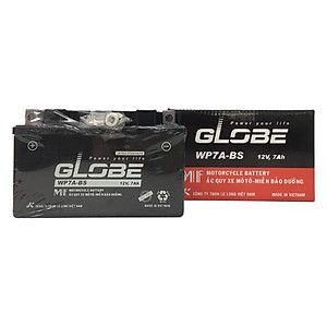 Bình ắc quy khô GLOBE WP7A-BS 12V-7AH ắc quy lùn thấp dành cho xe máy Atila, Spacy ,Vespa, Zip, Môtô