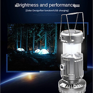 Đèn Pin Camping 3 in 1 Đèn Bão Du Lịch Đi Câu Cá Cắm Trại Picnic Sạc Năng Lượng Mặt Trời Có Quạt Kiêm Sạc Dự Phòng - Hàng Loại 1 - Chính Hãng MINIIN